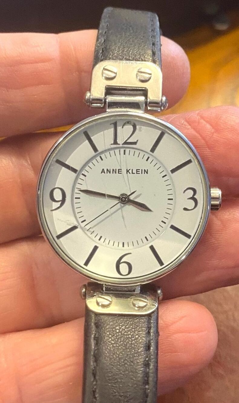 Women's 34mm Silver Tone Anne Klein Watch, WR to 30M, Leather Band